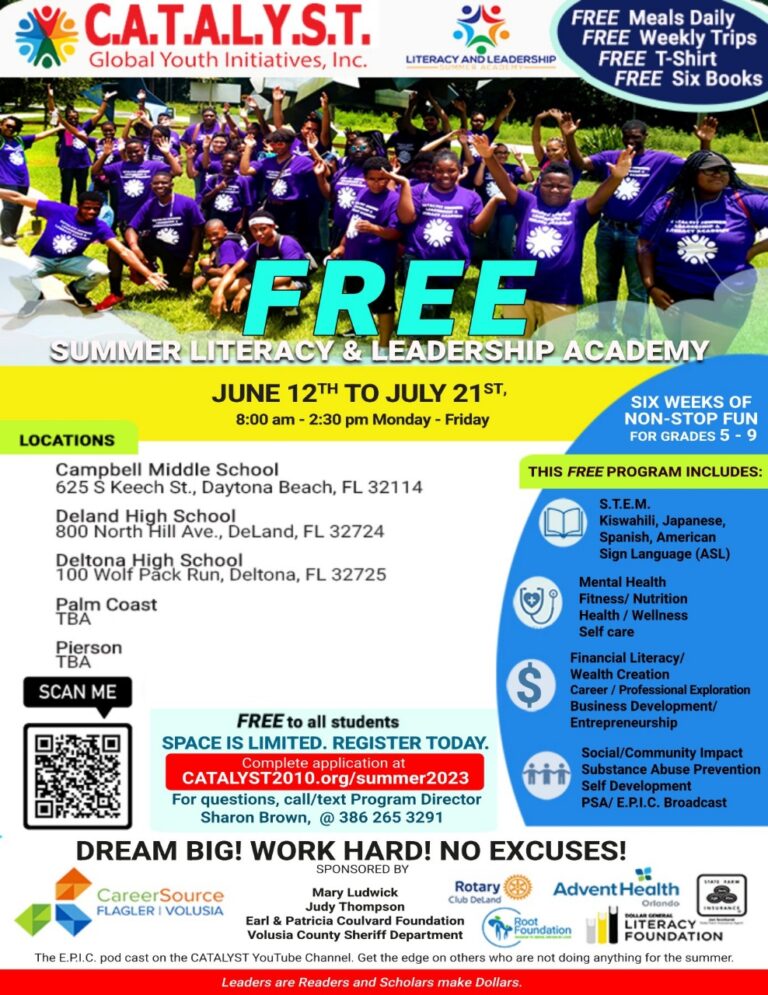 FBH Community: Free Summer Literacy and Leadership Academy June 12th -July 21st