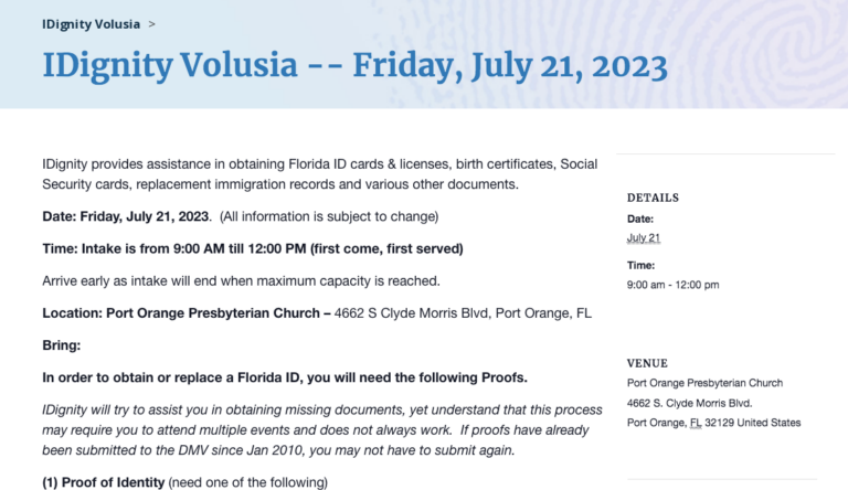 IDignity Volusia — Friday, July 21, 2023