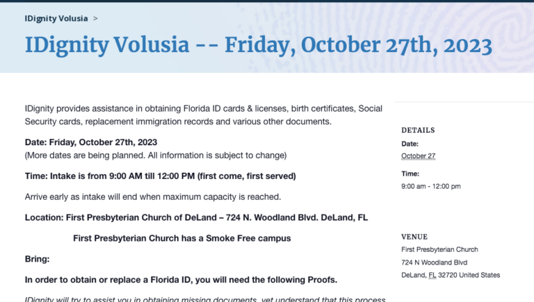 IDignity Volusia — Friday, October 27th, 2023